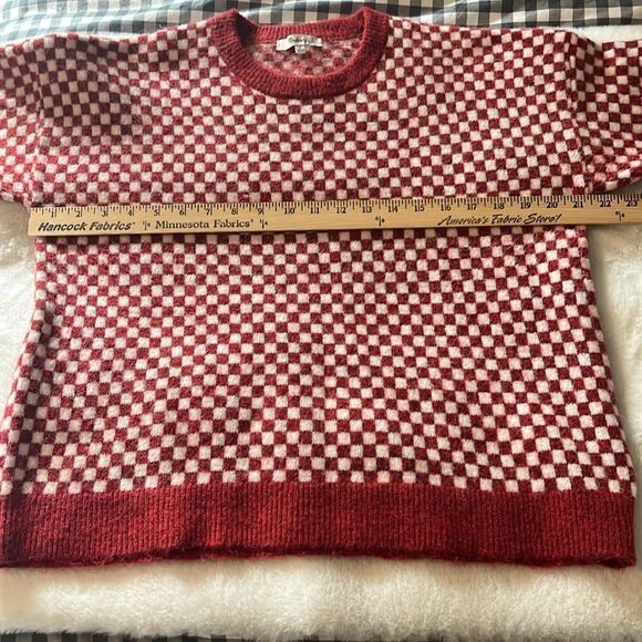 Madewell Wool Alpaca Blend Checkerboard Jacquard Pullover Sweater Size Smalll - Picture 10 of 13